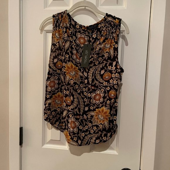 Rachel Zoe Tops - New Rachel Zoe Black Cream Yellow Floral Print Blouse Size XS